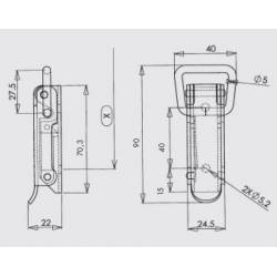 Locking Kit  2 Straight Wire Zinc-plated Loop Latch 40 x 90 mm with Keeper - LARGE - Ajile 6
