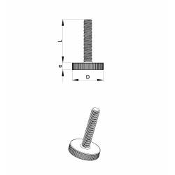 M8  L 12 mm Knurled adjustable foot - Zinc plated steel with plastic base - Ajile 2