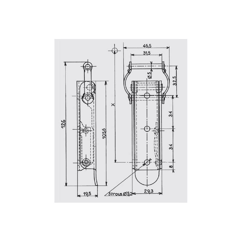 Grenouillère Élastique Verrouillable à Serrure avec Clé en Acier Zingué 126 x 46,5 mm avec Crochet - ajile