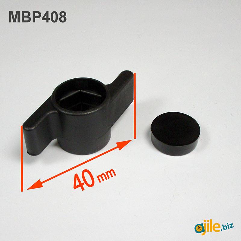 Plastic Butterfly Knob 40 mm Diam BLACK for M8 (13 mm Wrench) Hexagonal Screw or Nut - Ajile