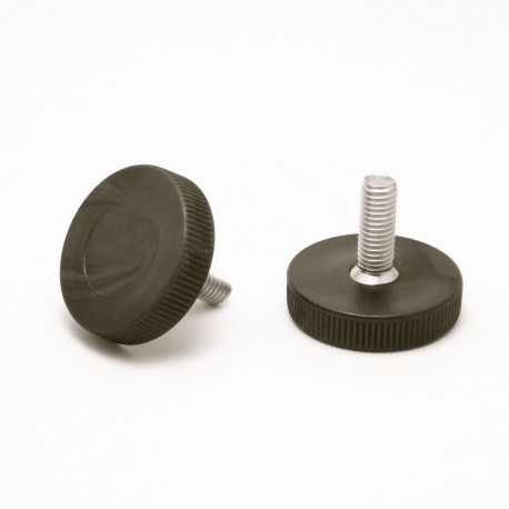 M8 L21 mm Knurled adjustable foot - Zinc plated steel with plastic base
