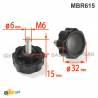 Manopola Filettata NERA Con Testa a Stella in Plastica di Diametro 32 mm - Acciaio Zincato Filettato M6 x 15 mm - ajile