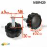 Manopola Filettata NERA Con Testa a Stella in Plastica di Diametro 32 mm - Acciaio Zincato Filettato M6 x 20 mm - ajile