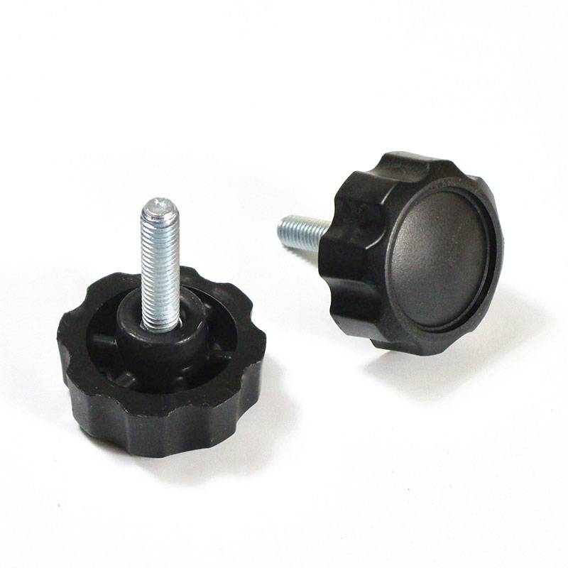 Bouton Molette de Serrage en Plastique NOIR Tête Forme Étoile Diamètre 32 mm-Fileté Acier Zingué M6 x 20 mm - fixation - ajile