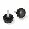 Manopola Filettata NERA Con Testa a Stella in Plastica di Diametro 32 mm - Acciaio Zincato Filettato M6 x 20 mm - ajile