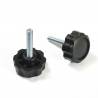 Manopola Filettata NERA Con Testa a Stella in Plastica di Diametro 32 mm - Acciaio Zincato Filettato M6 x 30 mm - ajile