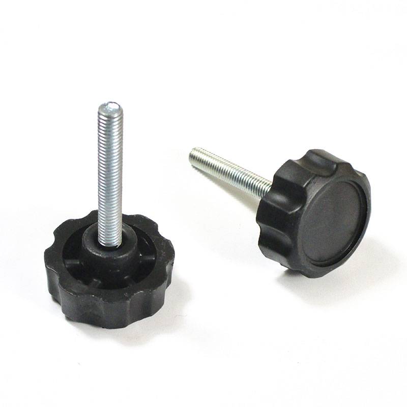 Bouton Molette de Serrage en Plastique NOIR Tête Forme Étoile Diamètre 32 mm-Fileté Acier Zingué M6 x 40 mm - fixation - ajile