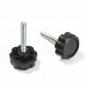 Plastic Star Head Knob 32 mm Diameter BLACK with M6 x 40 mm Zinc-plated Steel Threaded Bolt - fastener - ajile