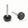 Plastic Star Head Knob 32 mm Diameter BLACK with M6 x 50 mm Zinc-plated Steel Threaded Bolt - fastener - ajile