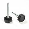 Bouton Molette de Serrage en Plastique NOIR Tête Forme Étoile Diamètre 32 mm-Fileté Acier Zingué M6 x 60 mm - fixation - ajile