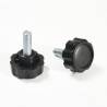 Manopola Filettata NERA Con Testa a Stella in Plastica di Diametro 32 mm - Acciaio Zincato Filettato M8 x 20 mm - ajile