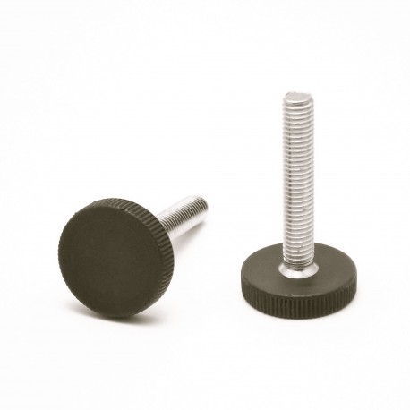 M8 L 46 mm Knurled adjustable foot - Zinc plated steel with plastic base