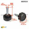 Plastic Star Head Knob 32 mm Diameter BLACK with M8 x 30 mm Zinc-plated Steel Threaded Bolt - fastener - ajile