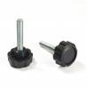 Manopola Filettata NERA Con Testa a Stella in Plastica di Diametro 32 mm - Acciaio Zincato Filettato M8 x 40 mm - ajile