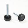 Manopola Filettata NERA Con Testa a Stella in Plastica di Diametro 32 mm - Acciaio Zincato Filettato M8 x 50 mm - ajile
