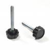 Manopola Filettata NERA Con Testa a Stella in Plastica di Diametro 32 mm - Acciaio Zincato Filettato M8 x 60 mm - ajile