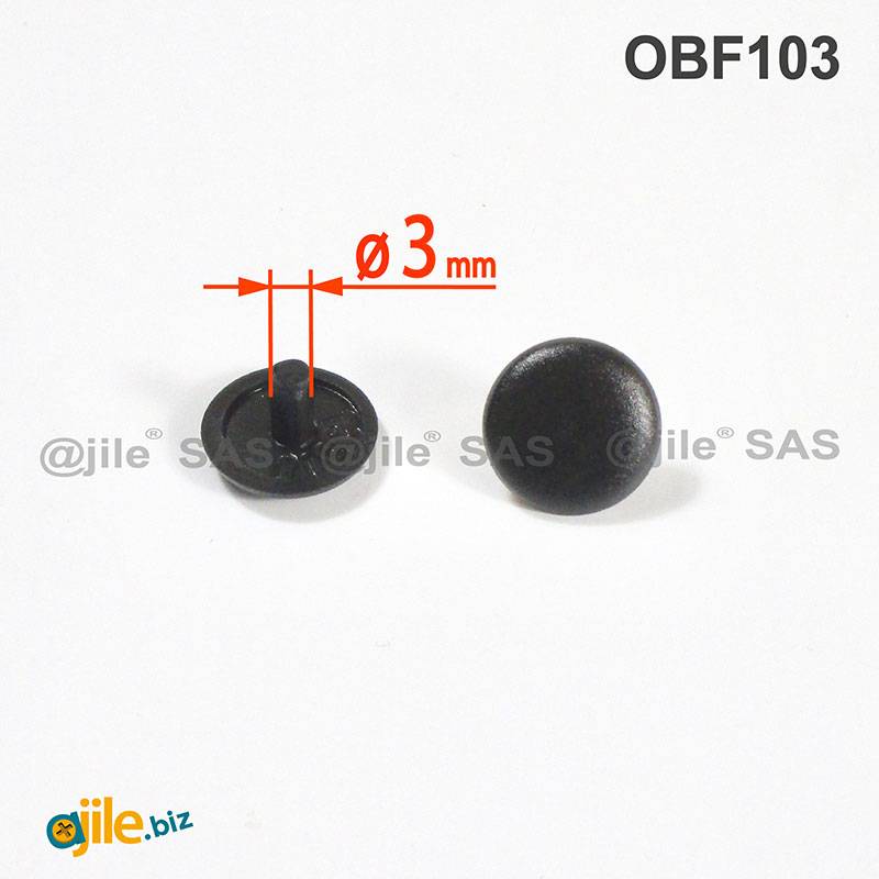 Round Plastic Hole Plug BLACK for 3 mm Diameter Hole - Ajile