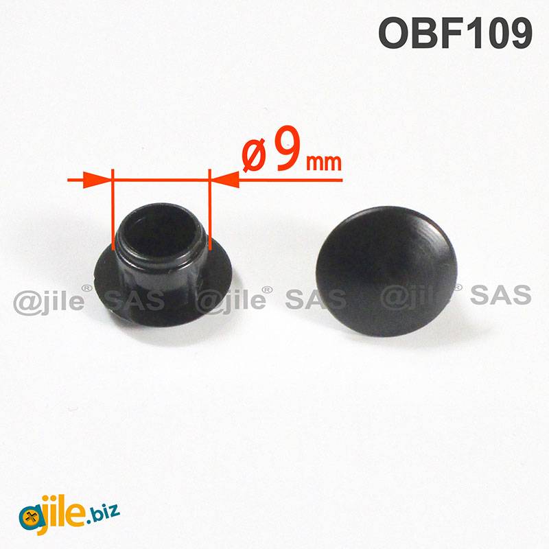Round Plastic Hole Plug BLACK for 9 mm Diameter Hole - Ajile