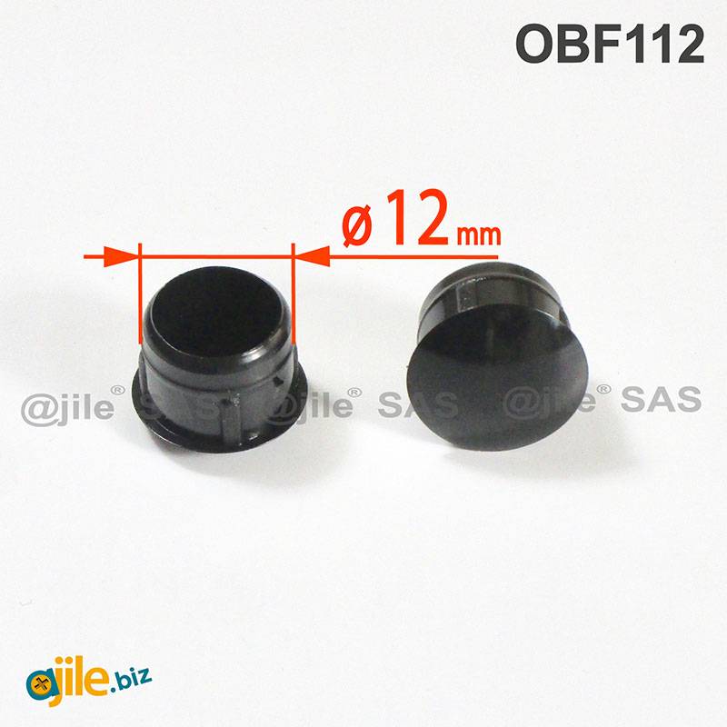 Round Plastic Hole Plug BLACK for 12 mm Diameter Hole - Ajile