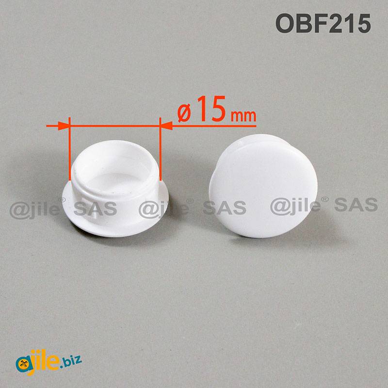 Round Plastic Hole Plug WHITE for 15 mm Diameter Hole - Ajile