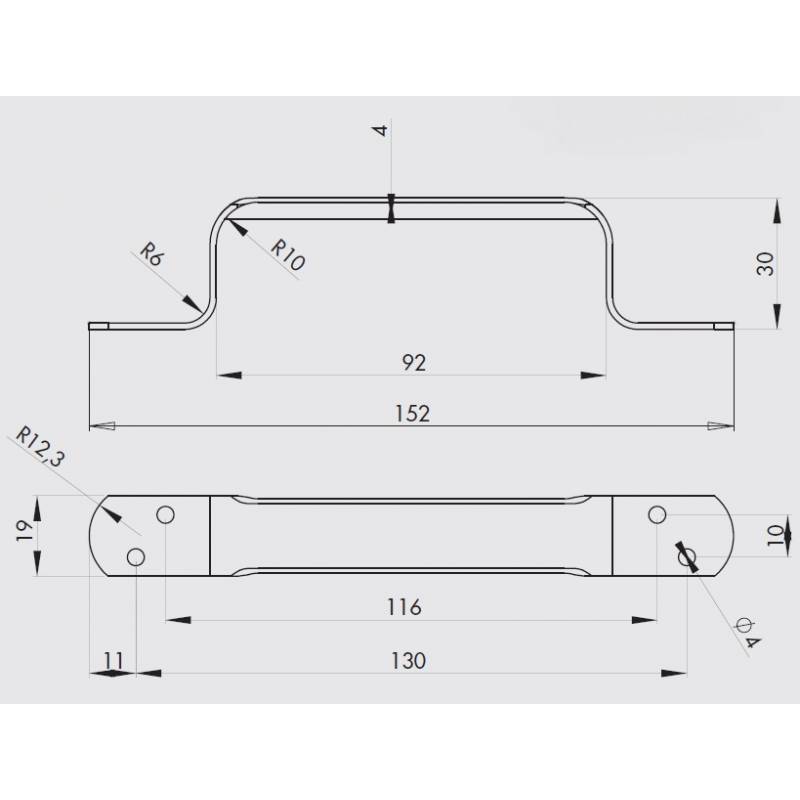 Bügelgriff aus Weissem Verzinktem Stahl 152 x 19 mm Schraub- oder Nietenbefestigung - Türzubehör-Häckeln - ajile
