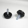 30 mm Durchmesser Stellfüße mit Rändelteller aus Kunststoff SCHWARZ mit M6 x 20 mm Gewindestift aus Verzinktem Stahl - ajile