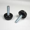 Adjustable 30 mm Diameter Plastic Knurled Knob Head Foot BLACK - M8 x 30 mm White Zinc Plated Steel Threaded Bolt - ajile