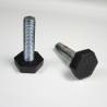 Adjustable Foot with 24 mm Plastic Hexagonal Base BLACK - M10 x 40 mm White Zinc Plated Steel Threaded Bolt - ajile