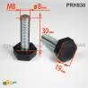 Adjustable Foot with 19 mm Plastic Hexagonal Base BLACK - M8 x 30 mm White Zinc Plated Steel Threaded Bolt - ajile