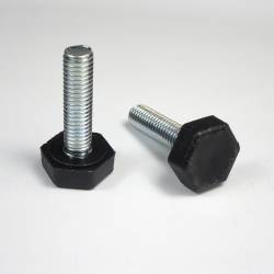 Adjustable Foot with 19 mm Plastic Hexagonal Base BLACK - M8 x 30 mm White Zinc Plated Steel Threaded Bolt - Ajile 2