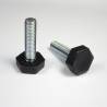 Adjustable Foot with 19 mm Plastic Hexagonal Base BLACK - M8 x 30 mm White Zinc Plated Steel Threaded Bolt - ajile