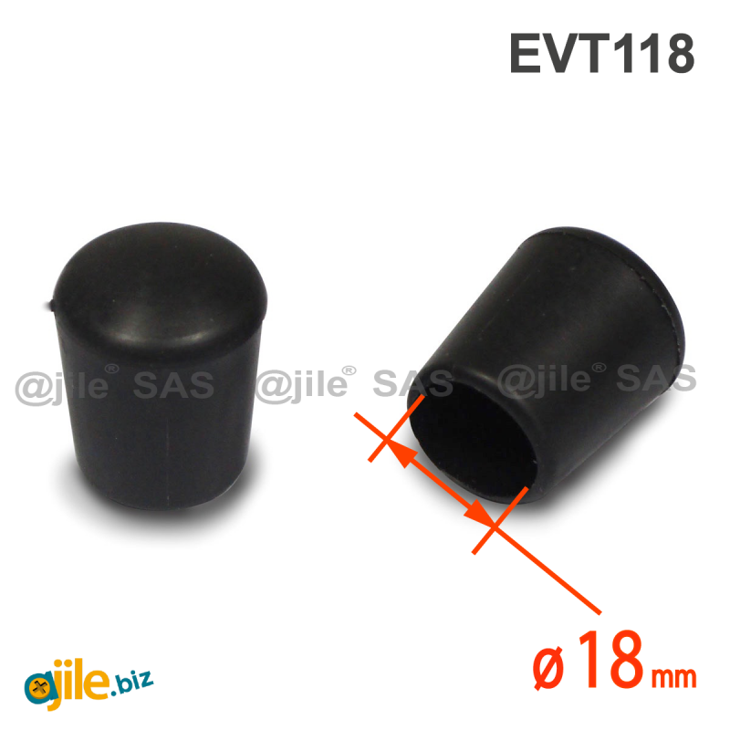 Embout Enveloppant Caoutchouc Thermoplastique Flexible NOIR  pour Tube de Diamètre 18 mm - Ajile