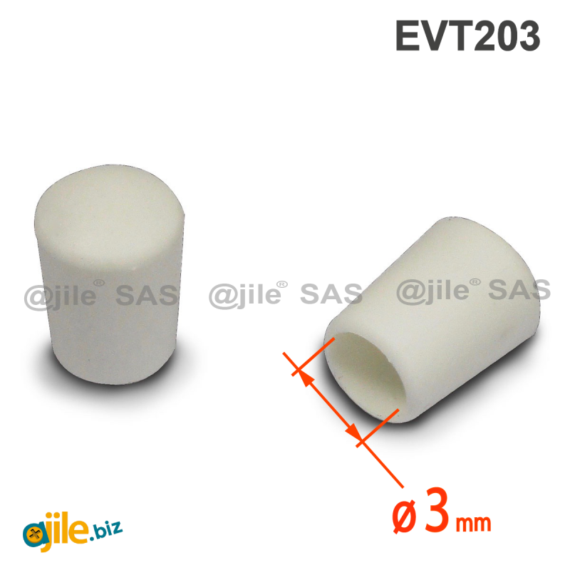 Thermoplastische Kunststoff Fußkappe aus Elastischem WEISSEM Gummi für Rohrfüße - Rohrdurchmesser 3 mm - Ajile
