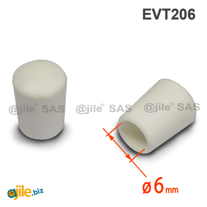 Embout Enveloppant Caoutchouc Thermoplastique Flexible BLANC  pour Tube de Diamètre 6 mm - Ajile