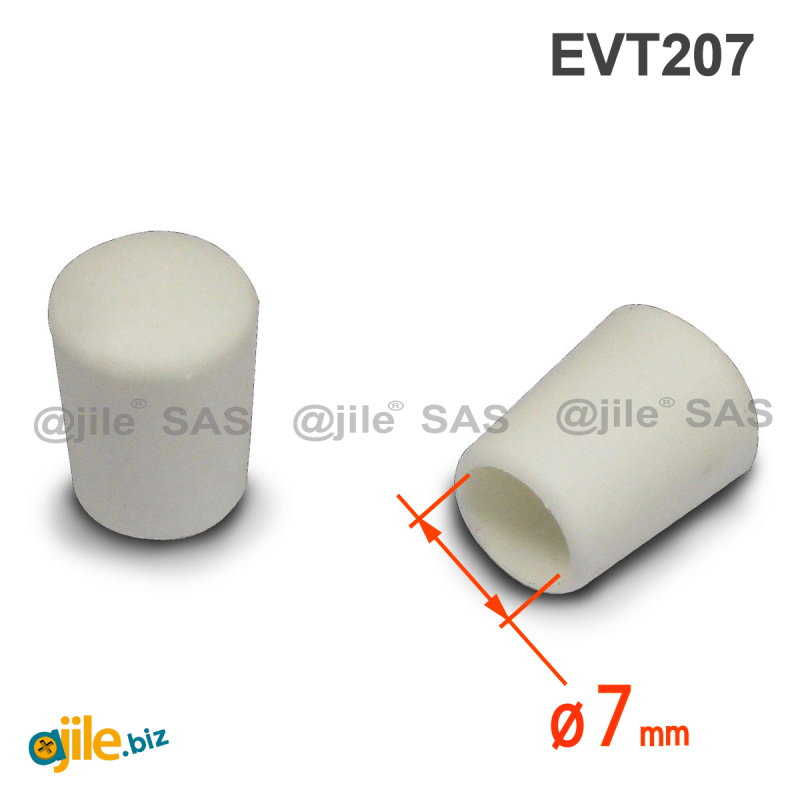 Embout Enveloppant Caoutchouc Thermoplastique Flexible BLANC  pour Tube de Diamètre 7 mm - Ajile