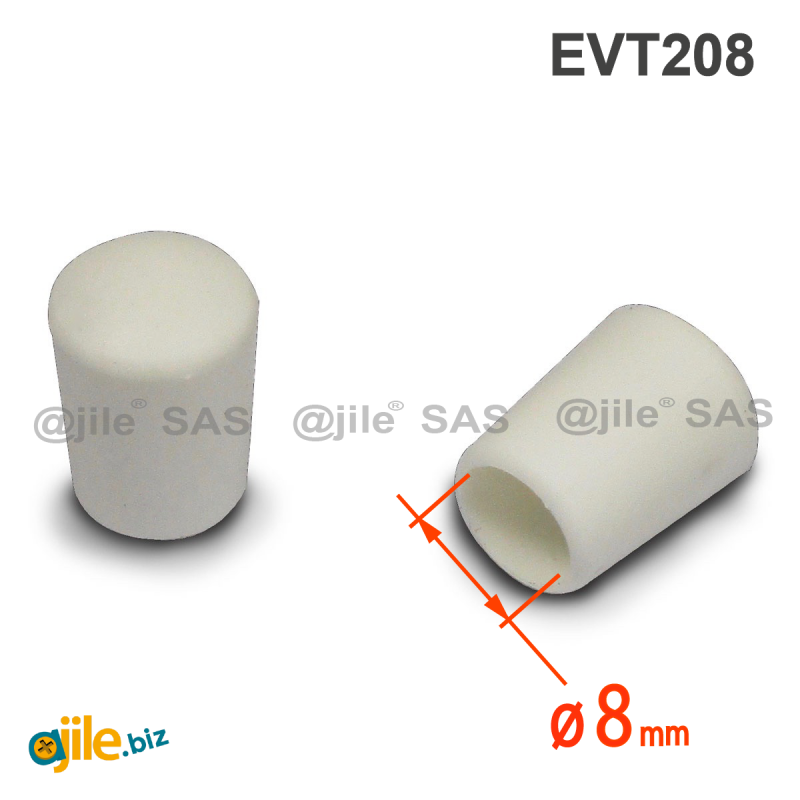Embout Enveloppant Caoutchouc Thermoplastique Flexible BLANC  pour Tube de Diamètre 8 mm - Ajile
