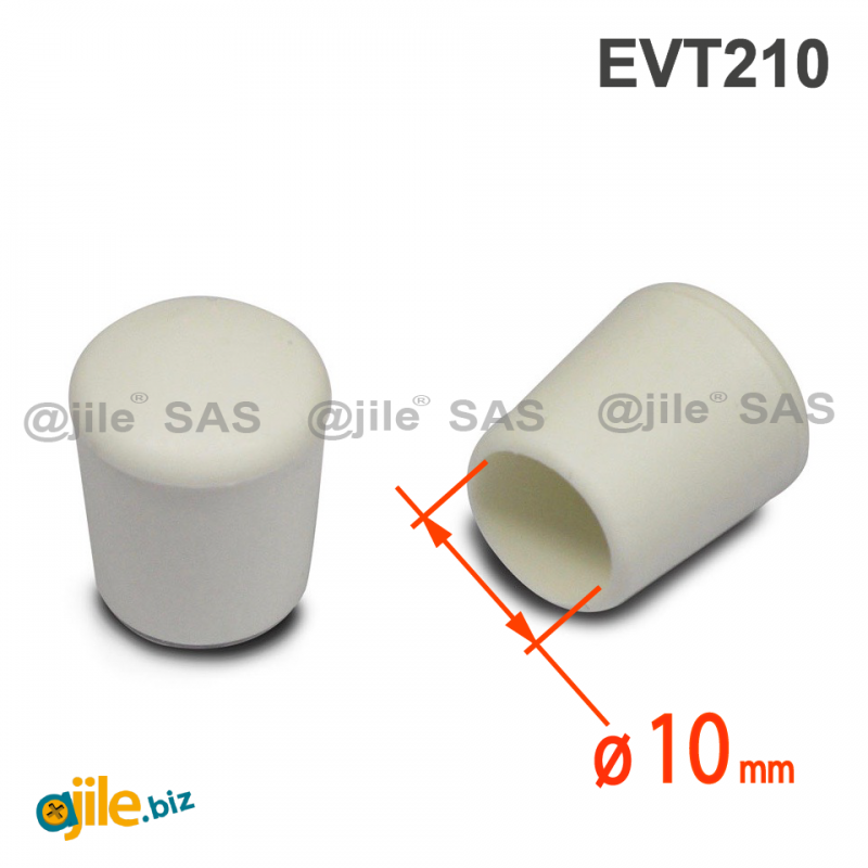 Thermoplastische Kunststoff Fußkappe aus Elastischem WEISSEM Gummi für Rohrfüße - Rohrdurchmesser 10 mm - Ajile