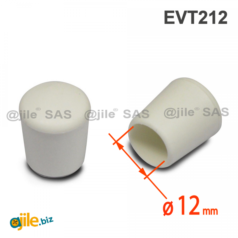 Thermoplastische Kunststoff Fußkappe aus Elastischem WEISSEM Gummi für Rohrfüße - Rohrdurchmesser 12 mm - Ajile