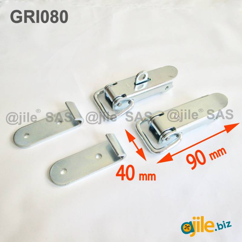 Locking Kit  2 Straight Wire Zinc-plated Loop Latch 40 x 90 mm with Keeper - LARGE - Ajile