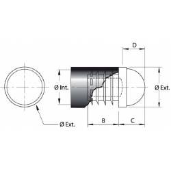 Inserto Rotondo Semisferico Rinforzato NERO diametro 18 mm - Ajile 5