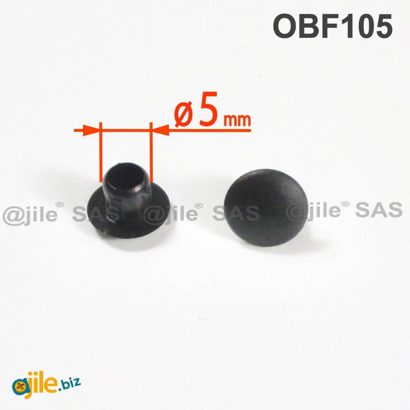Round Plastic Hole Plug BLACK for 5 mm Diameter Hole - Ajile