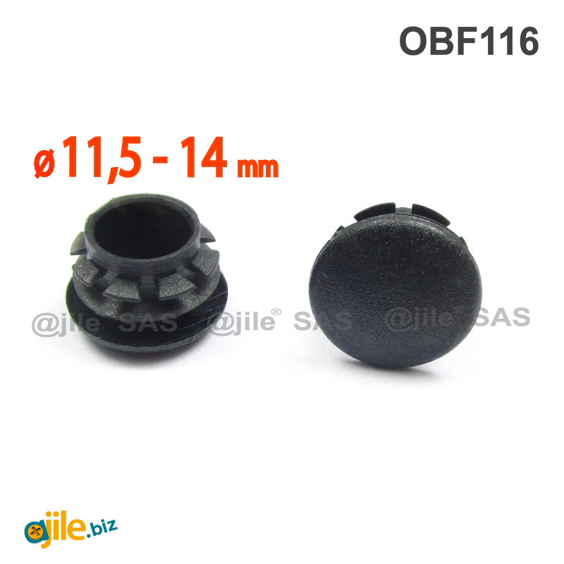 Plastic sealing hole plug BLACK for sealing 11.5 - 14 mm diameter hole, with a 16 mm diameter head - Ajile