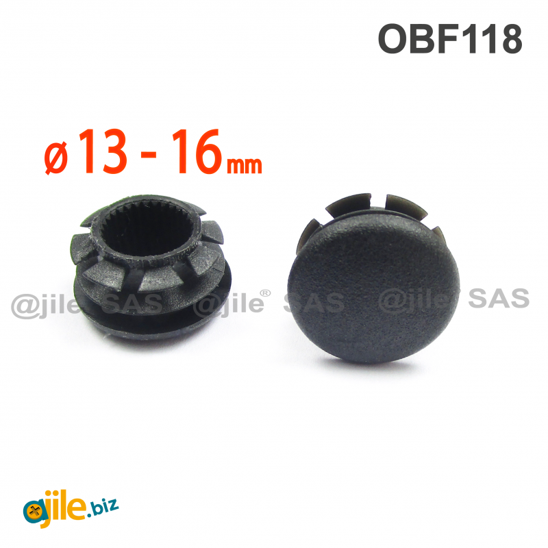 Plastic sealing hole plug BLACK for sealing 13 - 16 mm diameter hole, with a 18 mm diameter head - Ajile