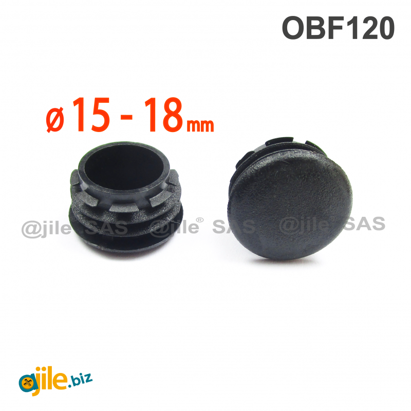 Plastic sealing hole plug BLACK for sealing 15 - 18 mm diameter hole, with a 20 mm diameter head - Ajile