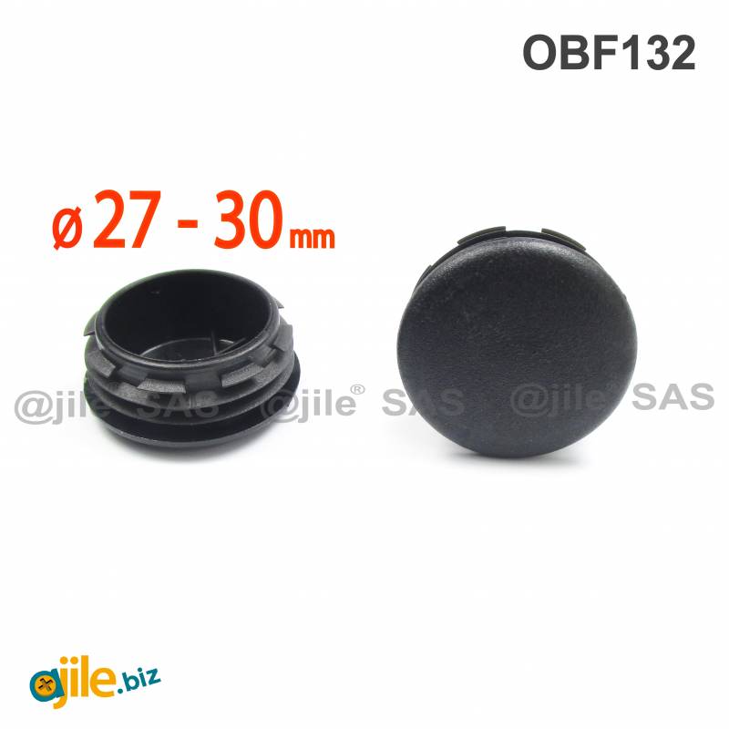 Plastic sealing hole plug BLACK for sealing 27 - 30 mm diameter hole, with a 32 mm diameter head - Ajile