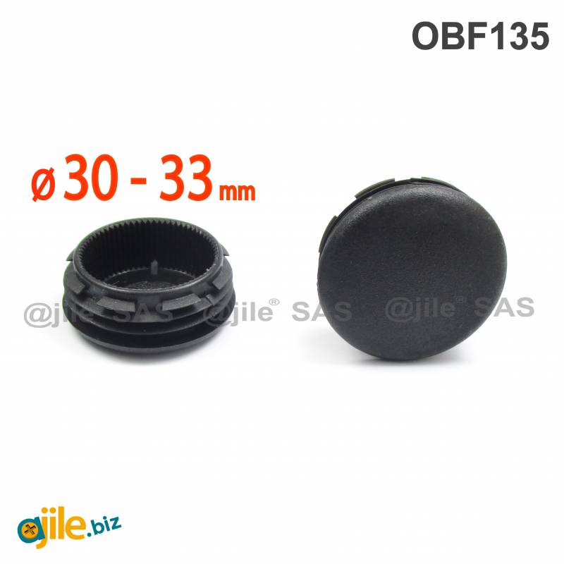 Plastic sealing hole plug BLACK for sealing 30 - 33 mm diameter hole, with a 35 mm diameter head - Ajile