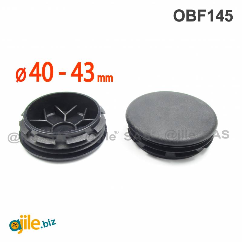 Plastic sealing hole plug BLACK for sealing 40 - 43 mm diameter hole, with a 45 mm diameter head - Ajile