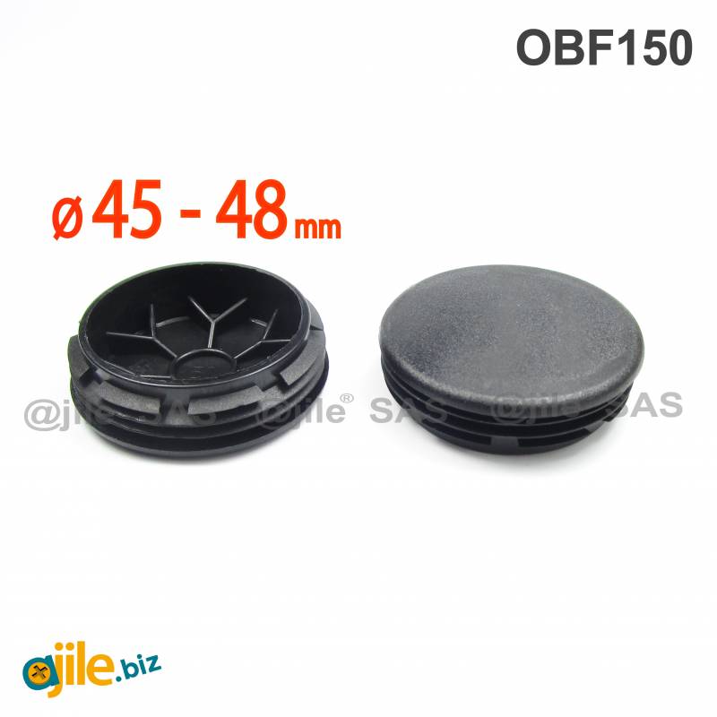 Plastic sealing hole plug BLACK for sealing 45 - 48 mm diameter hole, with a 50 mm diameter head - Ajile
