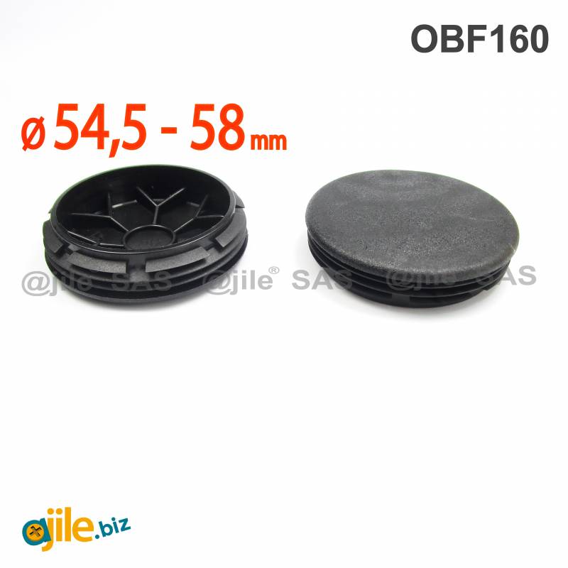 Plastic sealing hole plug BLACK for sealing 54.5 - 58 mm diameter hole, with a 60 mm diameter head - Ajile