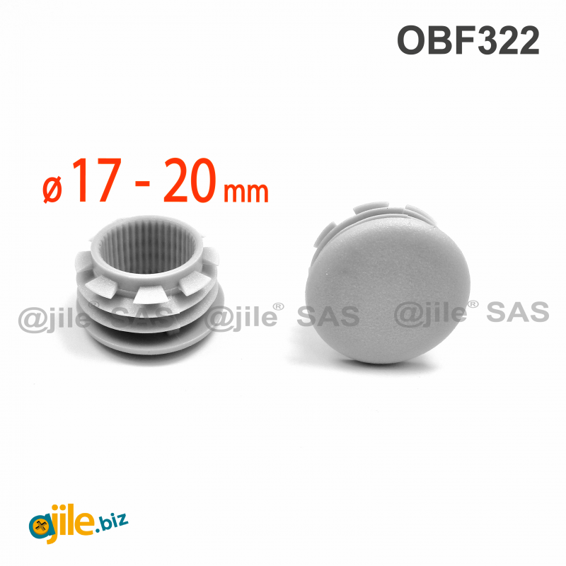 Plastic sealing hole plug GREY for sealing 17 - 20 mm diameter hole, with a 22 mm diameter head - Ajile
